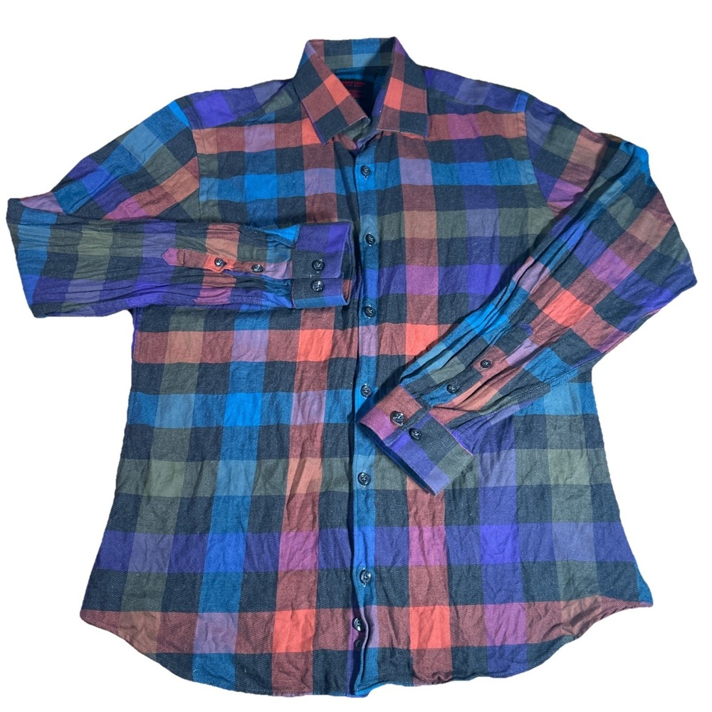 Jared Lang Shirt Men's M Plaid After Hours Long Sleeve Button Down Preppy